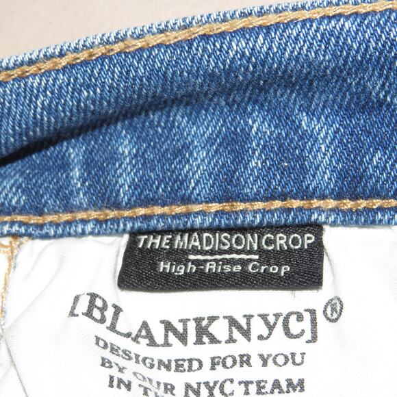 Black NYC Light Wash Denim Ever After The Madison High Rise Crop Jeans - Picture 11 of 13